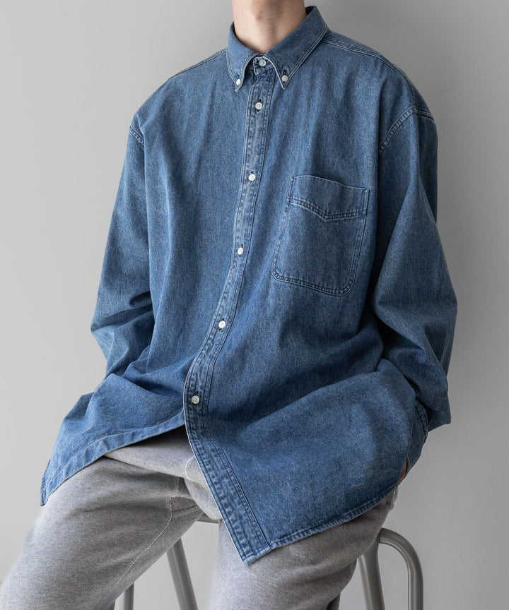 【INTÉRIM インテリム 90’S FIT UK HEAVY USED DENIM BUTTON DOWN SHIRT - U.NAVY sessionセッション福岡セレクトショップ 公式通販サイト