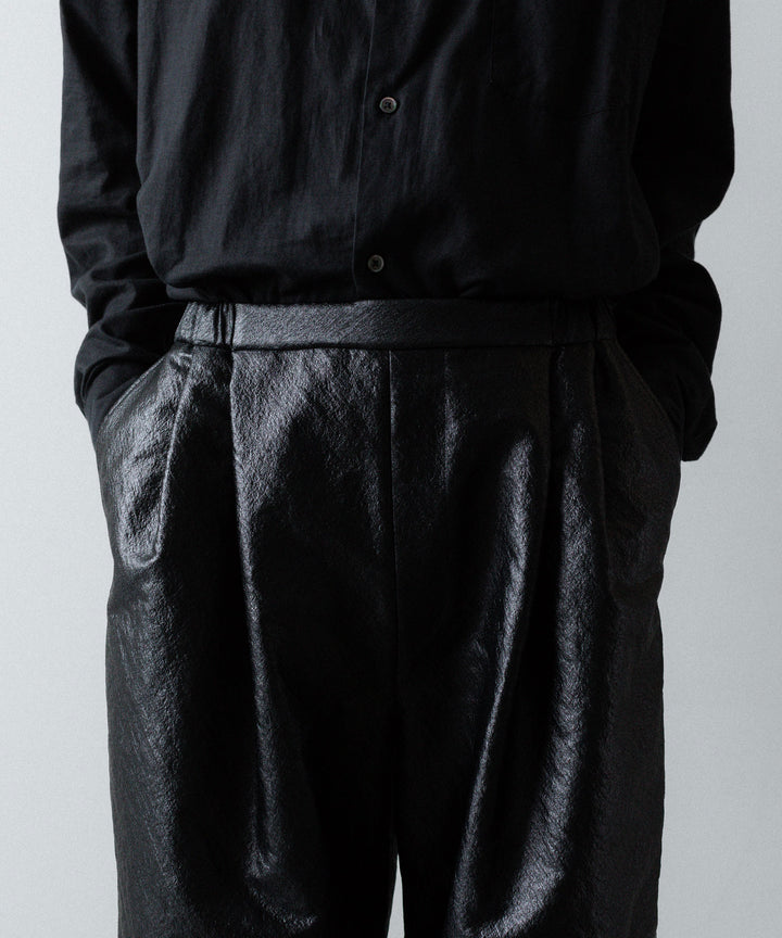 ANTHEM A-アンセムエーのLEATHER LIKE 2TUCK WIDE PANTSのBLACK公式通販サイトsession福岡セレクトショップ
