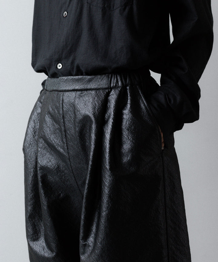 ANTHEM A-アンセムエーのLEATHER LIKE 2TUCK WIDE PANTSのBLACK公式通販サイトsession福岡セレクトショップ
