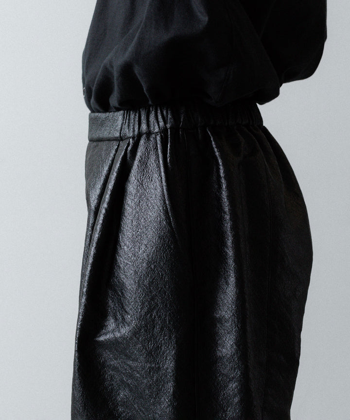 ANTHEM A-アンセムエーのLEATHER LIKE 2TUCK WIDE PANTSのBLACK公式通販サイトsession福岡セレクトショップ