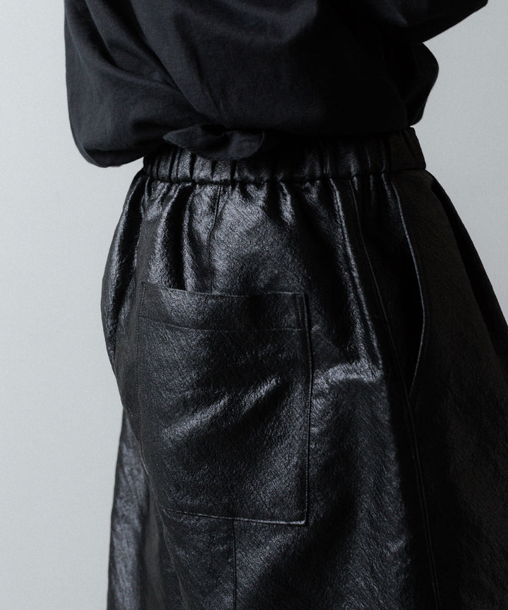 ANTHEM A-アンセムエーのLEATHER LIKE 2TUCK WIDE PANTSのBLACK公式通販サイトsession福岡セレクトショップ