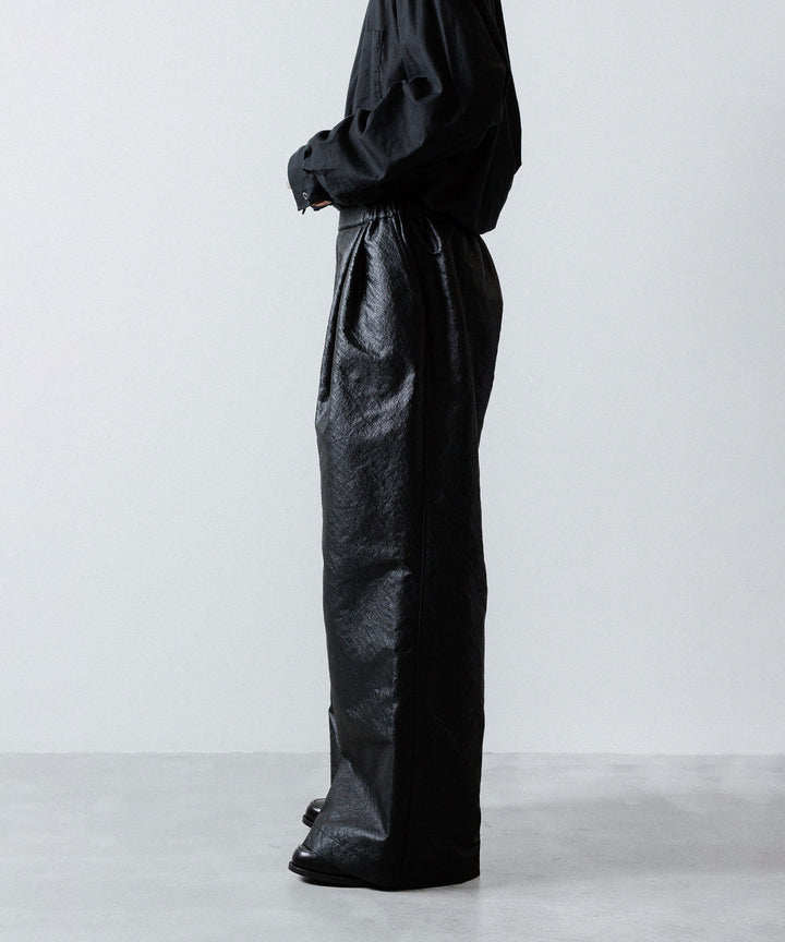 ANTHEM A-アンセムエーのLEATHER LIKE 2TUCK WIDE PANTSのBLACK公式通販サイトsession福岡セレクトショップ