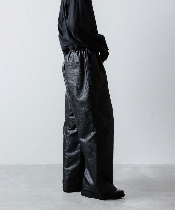 ANTHEM A-アンセムエーのLEATHER LIKE 2TUCK WIDE PANTSのBLACK公式通販サイトsession福岡セレクトショップ