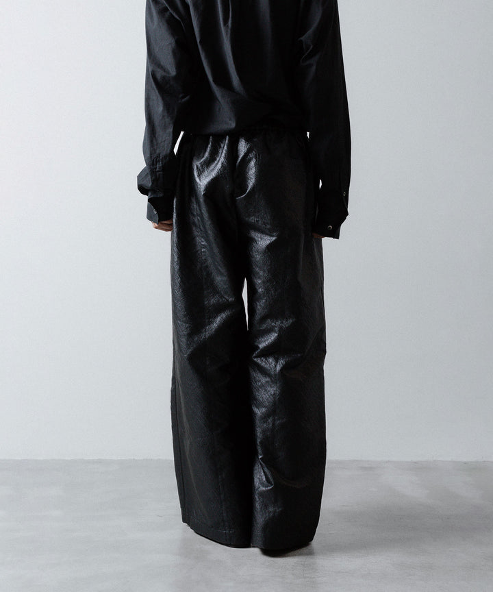 ANTHEM A-アンセムエーのLEATHER LIKE 2TUCK WIDE PANTSのBLACK公式通販サイトsession福岡セレクトショップ