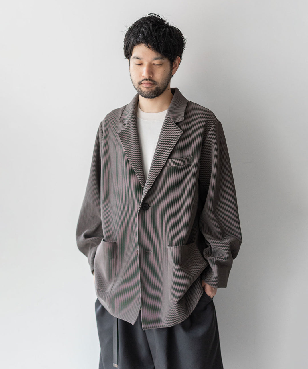 【stein】OVERSIZED GRADATION PLEATS JACKET - D.GREIGE シュタイン 23ss 23aw sessionセッション 福岡セレクトショップ 公式通販サイト