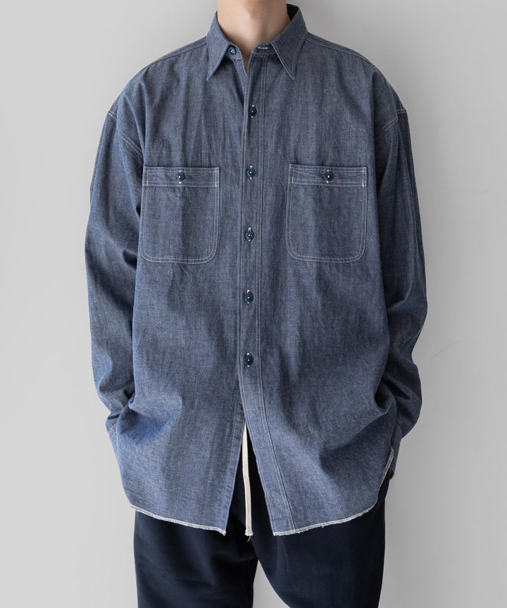【INTÉRIM】インテリム HYPER BIG MILITARY SHUTTLE CHAMBRAY SHIRT - BLUE sessionセッション福岡セレクトショップ 公式通販サイト 