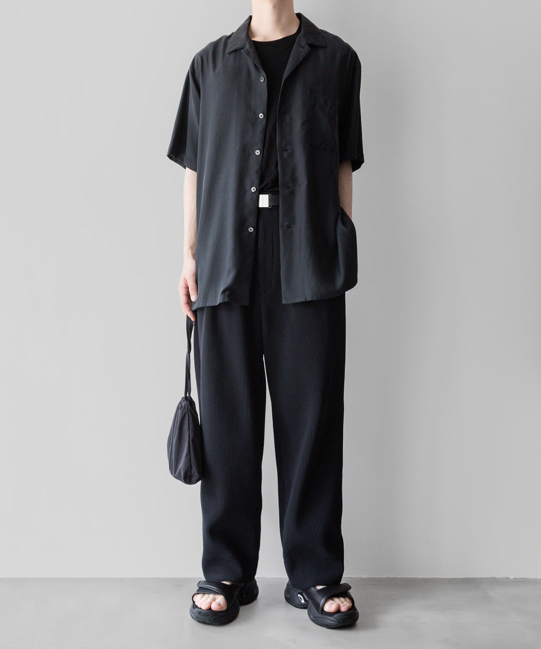 ssstein stein(シュタイン)の24SSコレクション 公式通販サイトsession福岡セレクトショップOVERSIZED CUPRO OPEN COLLAR SS SHIRTのBLACK