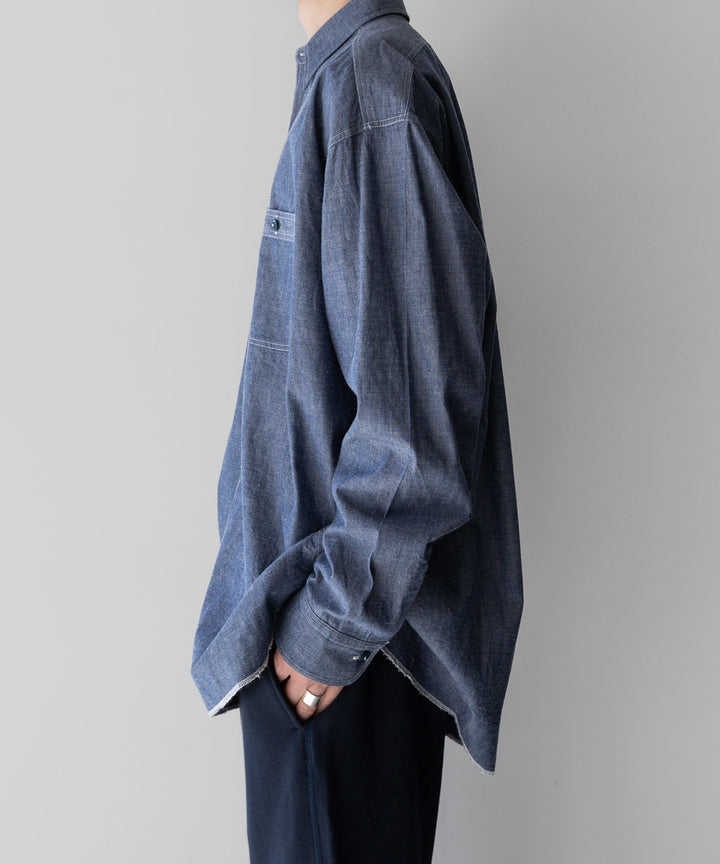 【INTÉRIM】インテリム HYPER BIG MILITARY SHUTTLE CHAMBRAY SHIRT - BLUE sessionセッション福岡セレクトショップ 公式通販サイト 