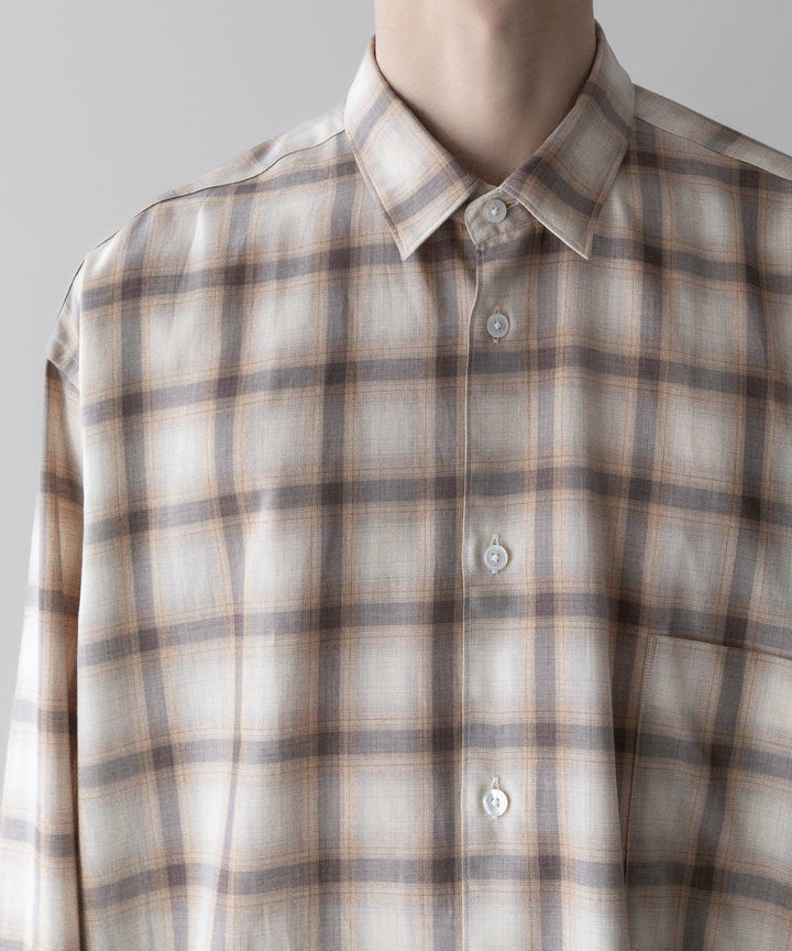 【INTÉRIM】インテリムのSUPIMA WOOL CHECK REGULAR COLLAR SHIRT - BROWN公式通販サイトsession福岡セレクトショップ