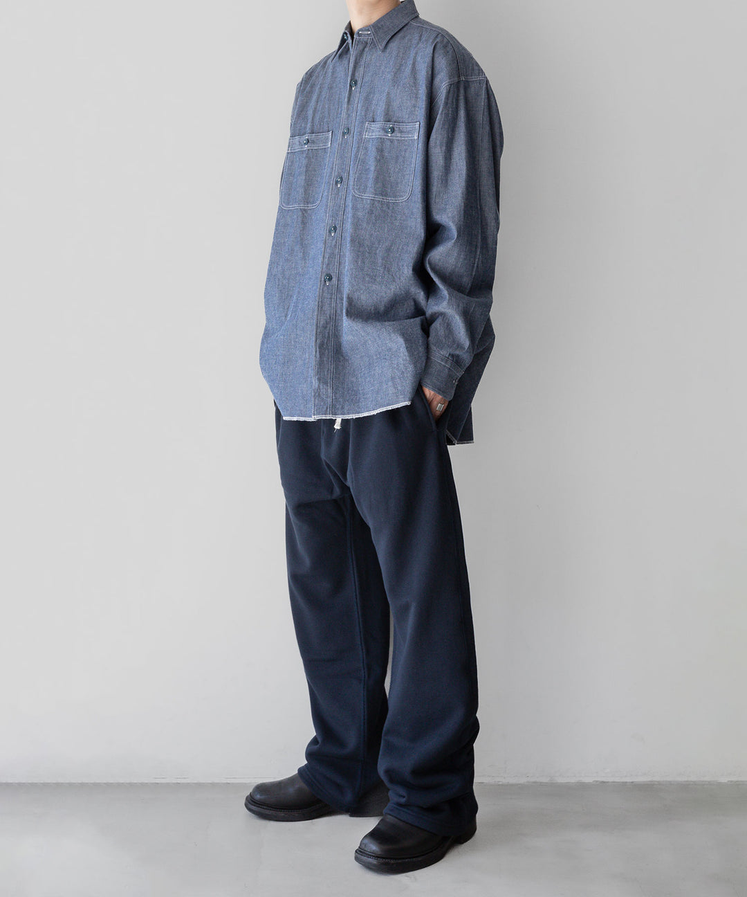 【INTÉRIM】インテリム HYPER BIG MILITARY SHUTTLE CHAMBRAY SHIRT - BLUE sessionセッション福岡セレクトショップ 公式通販サイト 