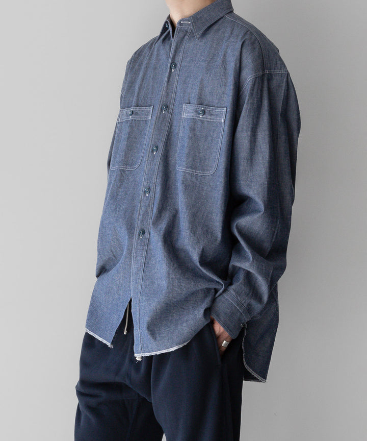【INTÉRIM】インテリム HYPER BIG MILITARY SHUTTLE CHAMBRAY SHIRT - BLUE sessionセッション福岡セレクトショップ 公式通販サイト 