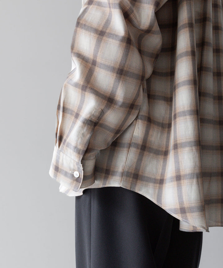 【INTÉRIM】インテリムのSUPIMA WOOL CHECK REGULAR COLLAR SHIRT - BROWN公式通販サイトsession福岡セレクトショップ