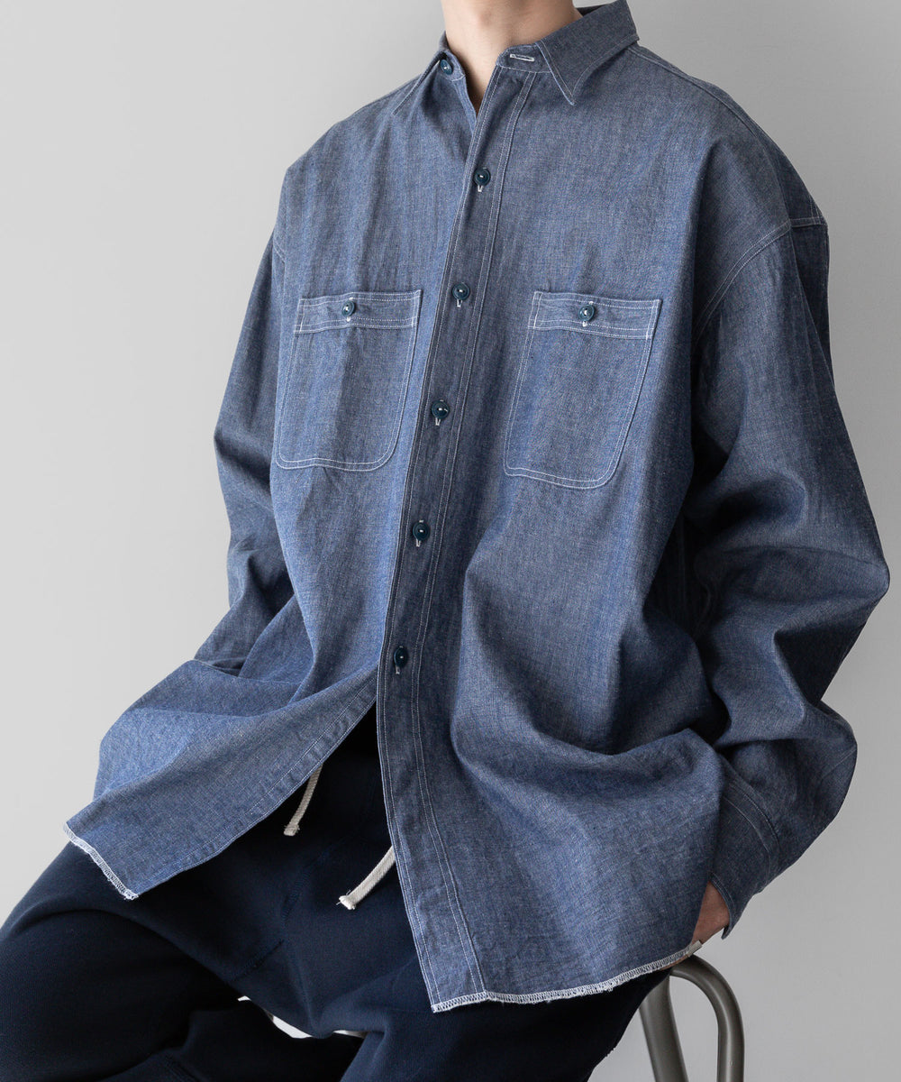 【INTÉRIM】インテリム HYPER BIG MILITARY SHUTTLE CHAMBRAY SHIRT - BLUE sessionセッション福岡セレクトショップ 公式通販サイト 