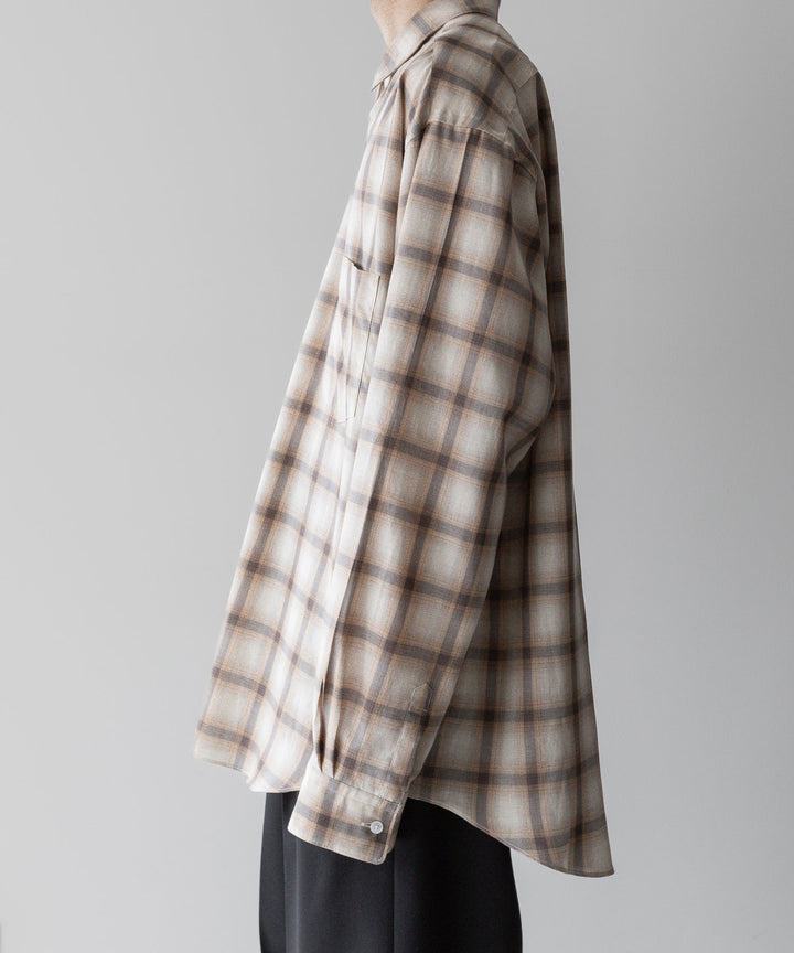 【INTÉRIM】インテリムのSUPIMA WOOL CHECK REGULAR COLLAR SHIRT - BROWN公式通販サイトsession福岡セレクトショップ