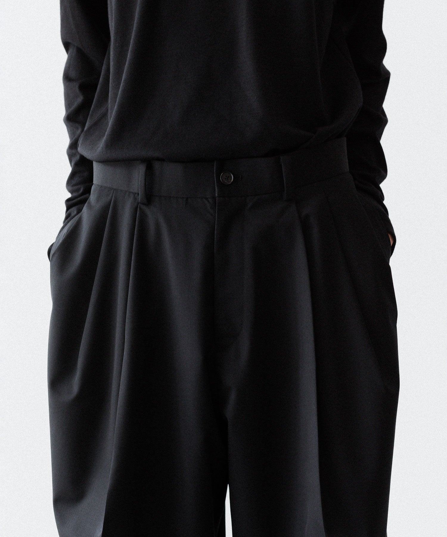SUBLATIONS サブレーションズのSUPER140 3TUCK BAGGY TROUSERSのBLACK 公式通販サイトsession福岡セレクトショップ