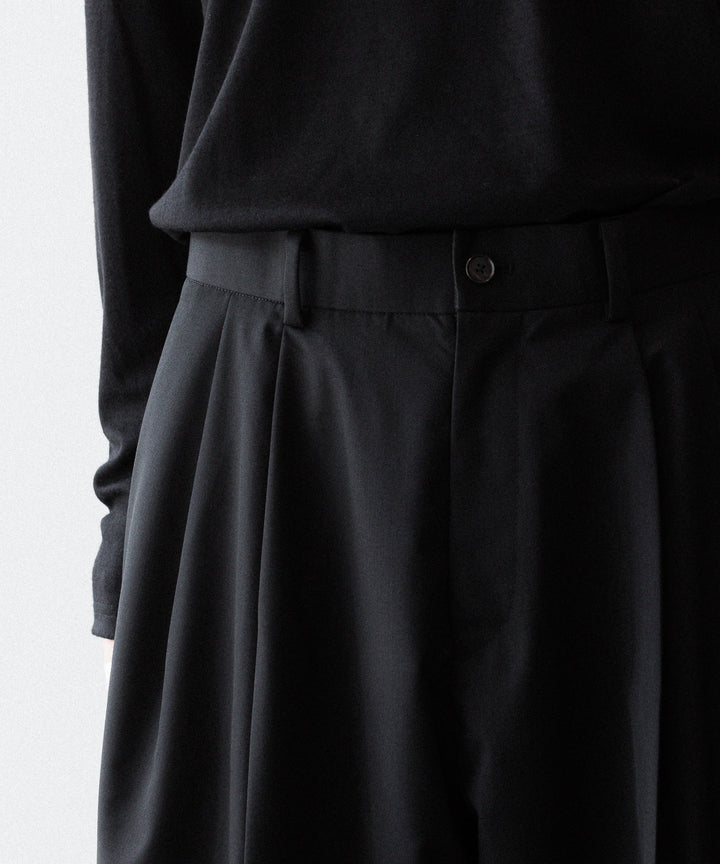 SUBLATIONS サブレーションズのSUPER140 3TUCK BAGGY TROUSERSのBLACK 公式通販サイトsession福岡セレクトショップ