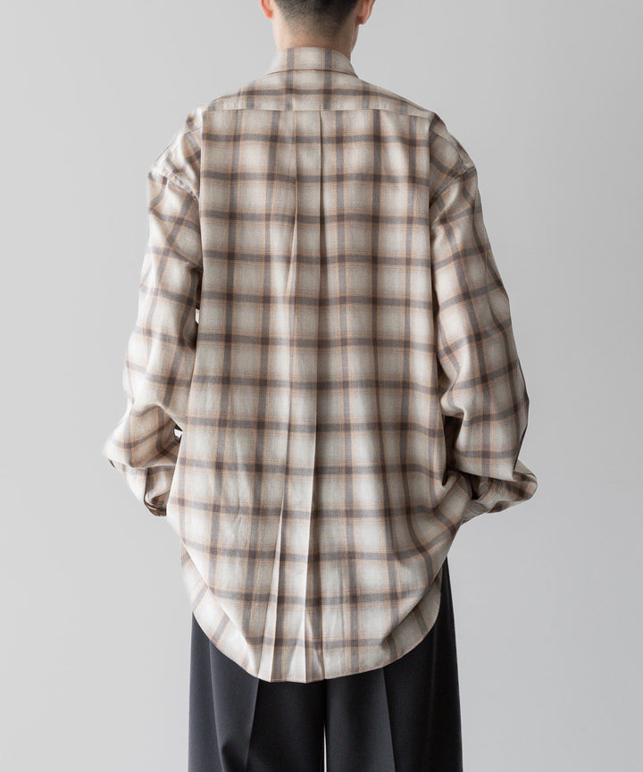【INTÉRIM】インテリムのSUPIMA WOOL CHECK REGULAR COLLAR SHIRT - BROWN公式通販サイトsession福岡セレクトショップ