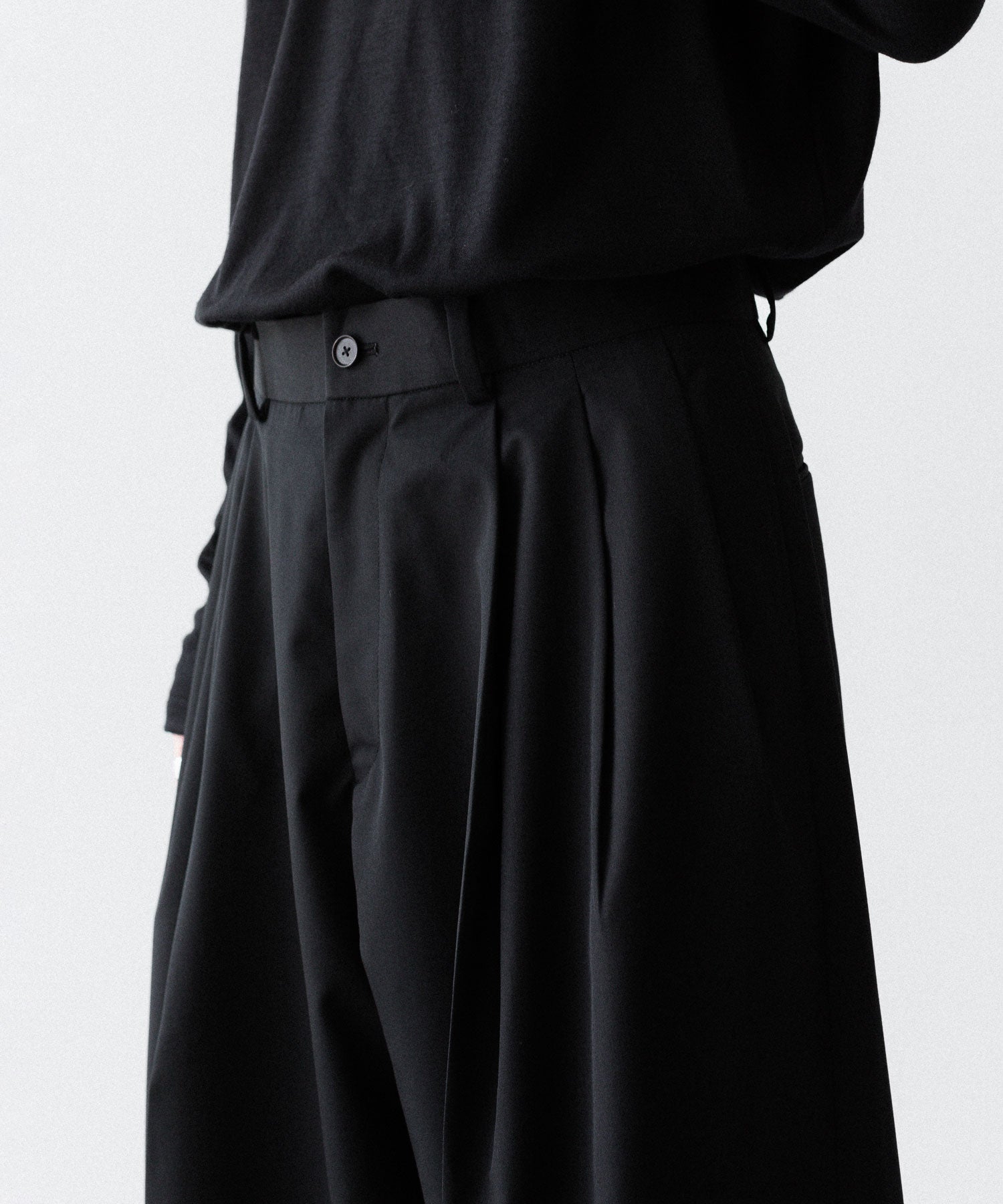 SUBLATIONS サブレーションズのSUPER140 3TUCK BAGGY TROUSERSのBLACK 公式通販サイトsession福岡セレクトショップ