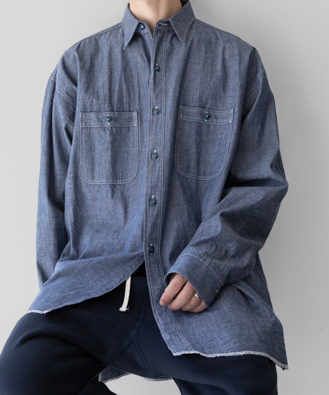 【INTÉRIM】インテリム HYPER BIG MILITARY SHUTTLE CHAMBRAY SHIRT - BLUE sessionセッション福岡セレクトショップ 公式通販サイト 