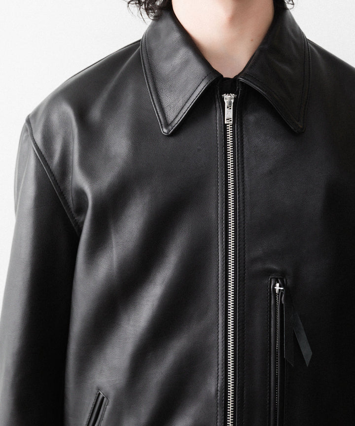 【ANTHEM A】BUFFALO CARF MINIMAL RIDING JACKET - BLACK