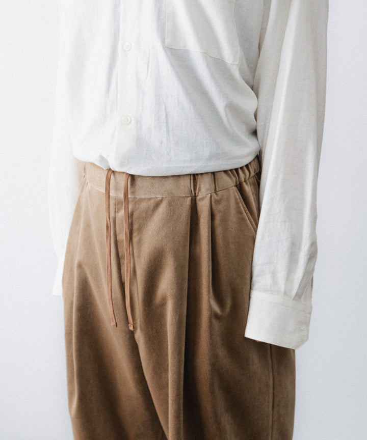 【ANTHEM A】COTTON VELVET DOUBLE PLEATS EASY TROUSERS - BEIGE
