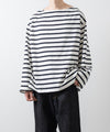 【INTÉRIM】HYPER BIG SUVIN GIZA BASQUE BORDER SHIRT - WHT / NVY