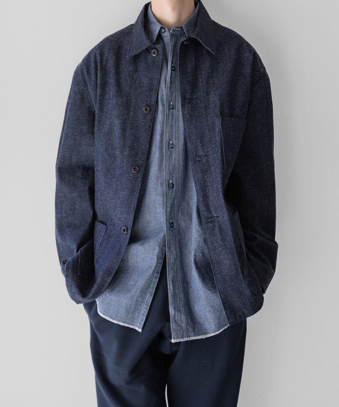 【INTÉRIM】インテリム HYPER BIG MILITARY SHUTTLE CHAMBRAY SHIRT - BLUE sessionセッション福岡セレクトショップ 公式通販サイト 