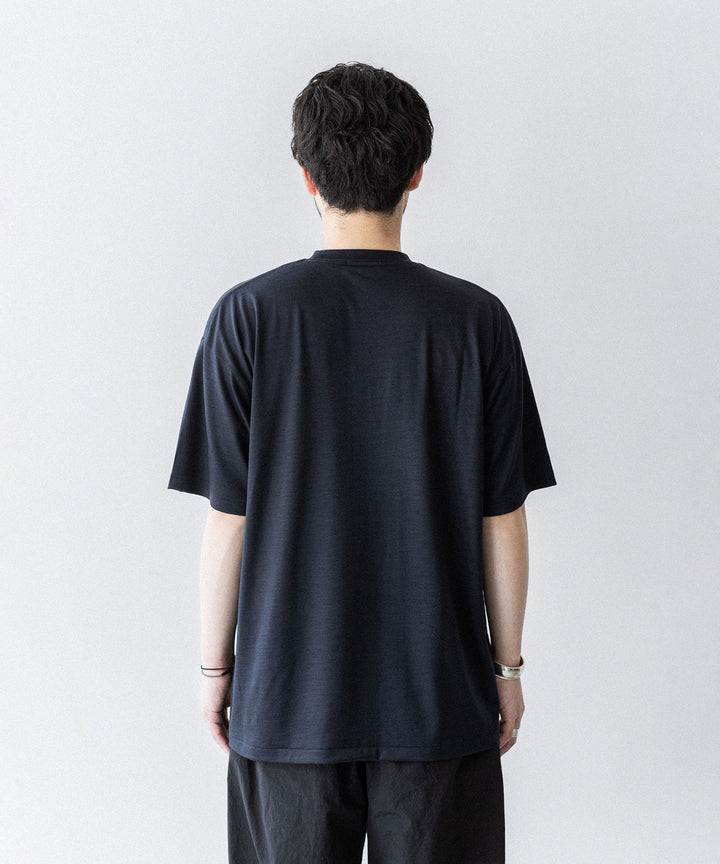 【INTÉRIM】    EXTRA FINE MERINO WOOL JERSEY S/S TEE - D.NAVY