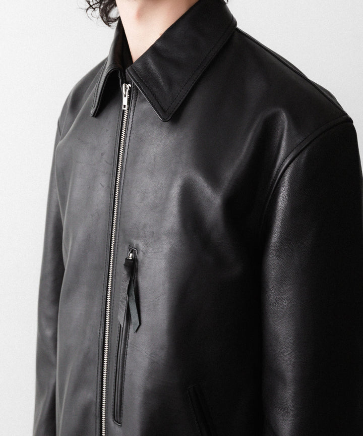 【ANTHEM A】BUFFALO CARF MINIMAL RIDING JACKET - BLACK