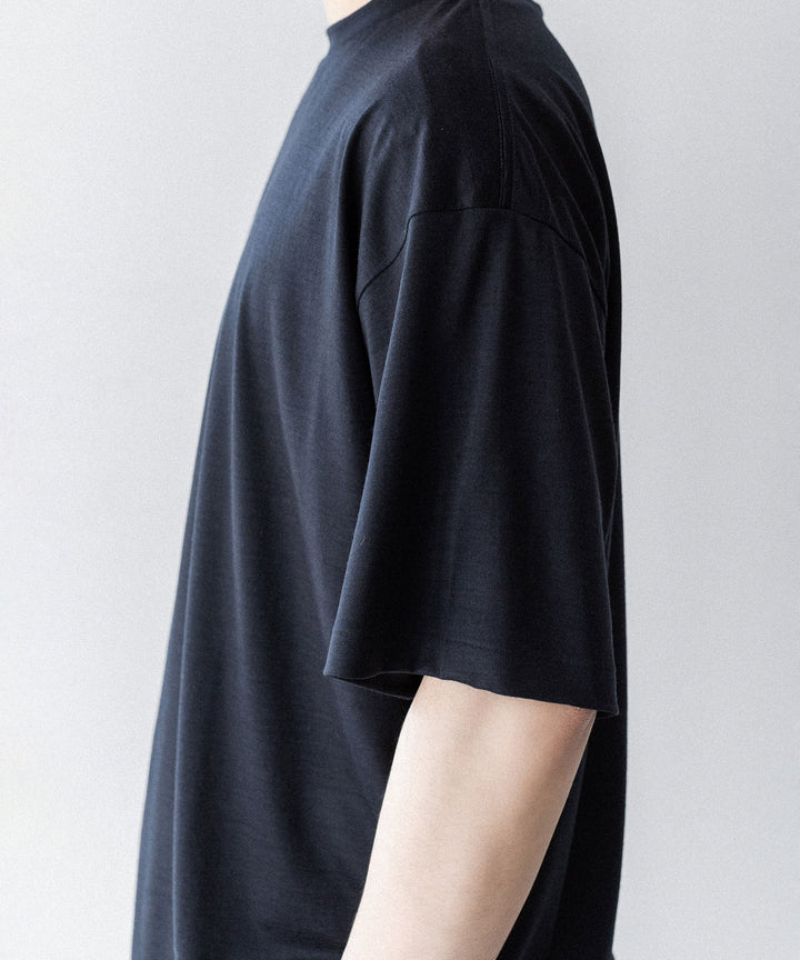 【INTÉRIM】    EXTRA FINE MERINO WOOL JERSEY S/S TEE - D.NAVY