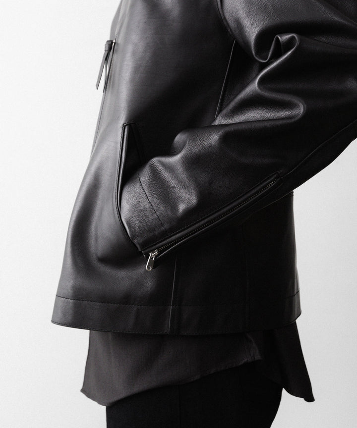 【ANTHEM A】BUFFALO CARF MINIMAL RIDING JACKET - BLACK