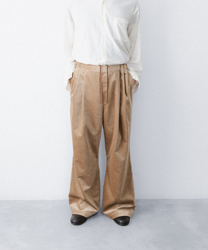 【ANTHEM A】COTTON VELVET DOUBLE PLEATS EASY TROUSERS - BEIGE