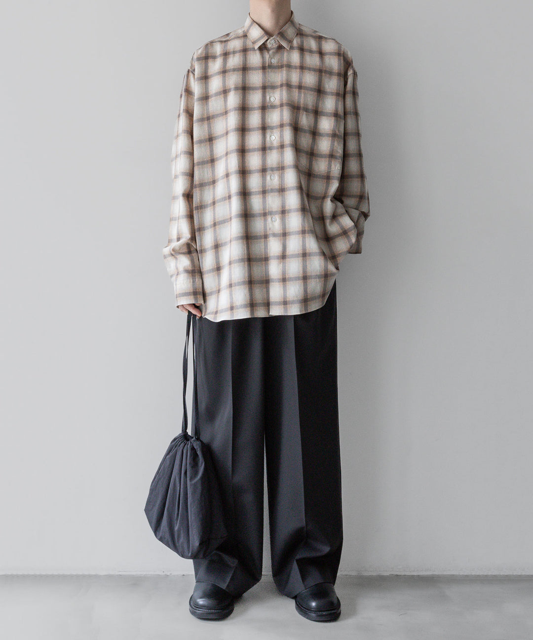 【INTÉRIM】インテリムのSUPIMA WOOL CHECK REGULAR COLLAR SHIRT - BROWN公式通販サイトsession福岡セレクトショップ