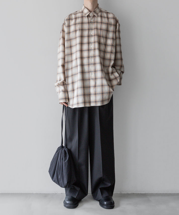 【INTÉRIM】インテリムのSUPIMA WOOL CHECK REGULAR COLLAR SHIRT - BROWN公式通販サイトsession福岡セレクトショップ