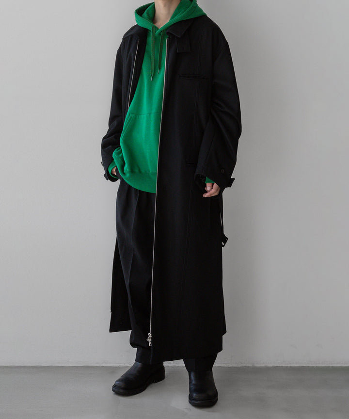 【stein】OVERSIZED MAXI-LENGTH ZIP COAT - BLACK