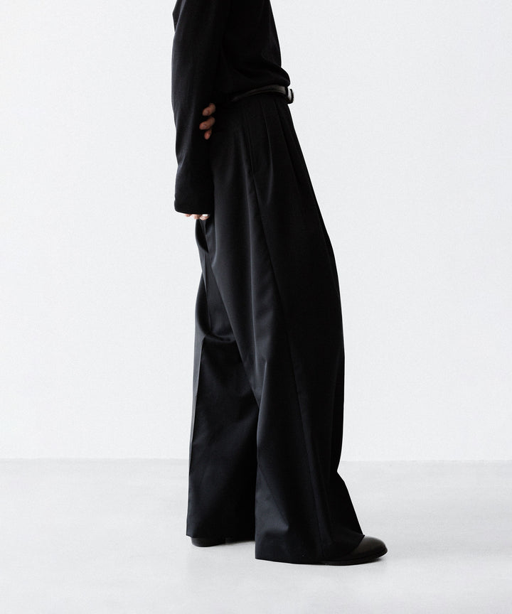 SUBLATIONS サブレーションズのSUPER140 3TUCK BAGGY TROUSERSのBLACK 公式通販サイトsession福岡セレクトショップ