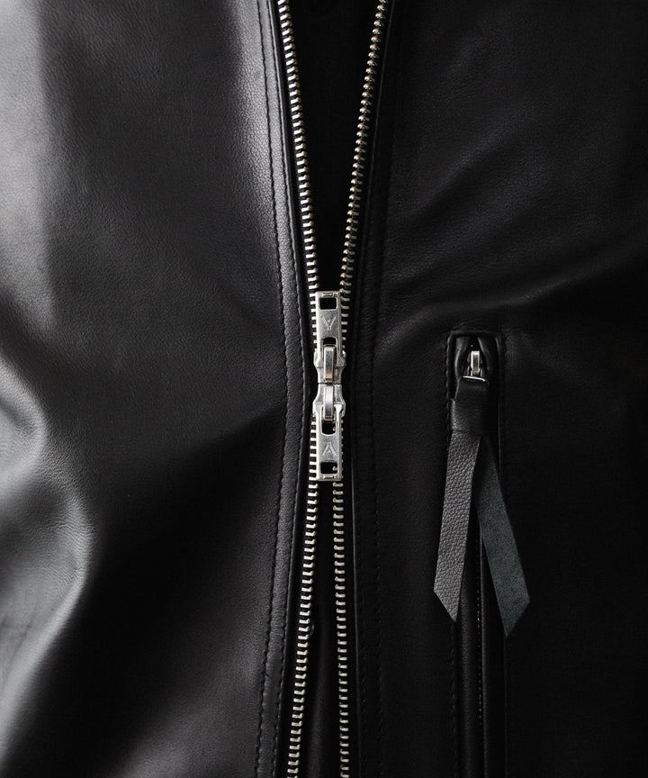 【ANTHEM A】BUFFALO CARF MINIMAL RIDING JACKET - BLACK