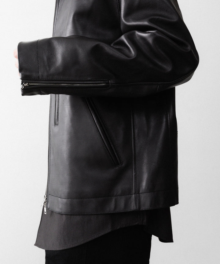 【ANTHEM A】BUFFALO CARF MINIMAL RIDING JACKET - BLACK