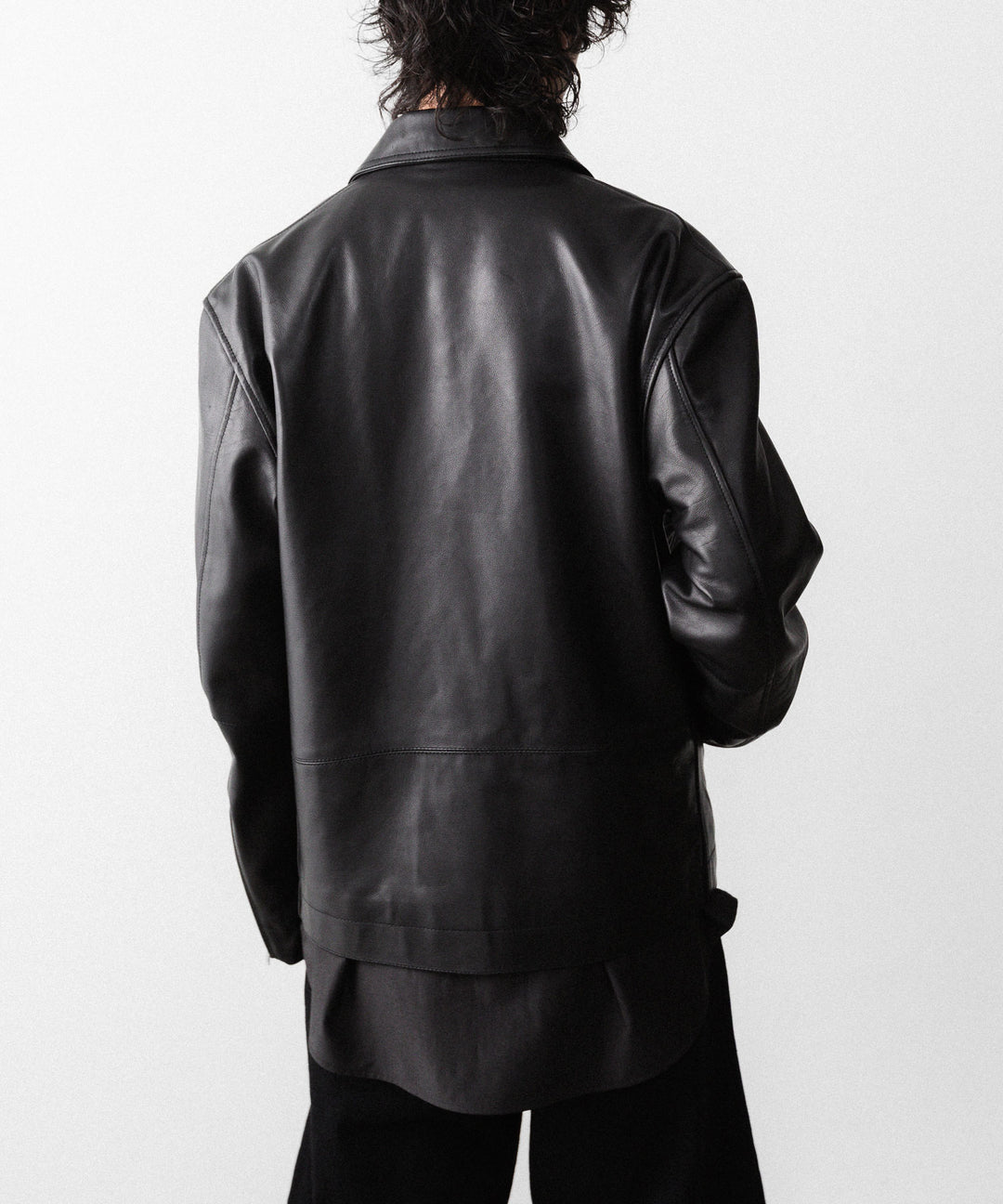 【ANTHEM A】BUFFALO CARF MINIMAL RIDING JACKET - BLACK