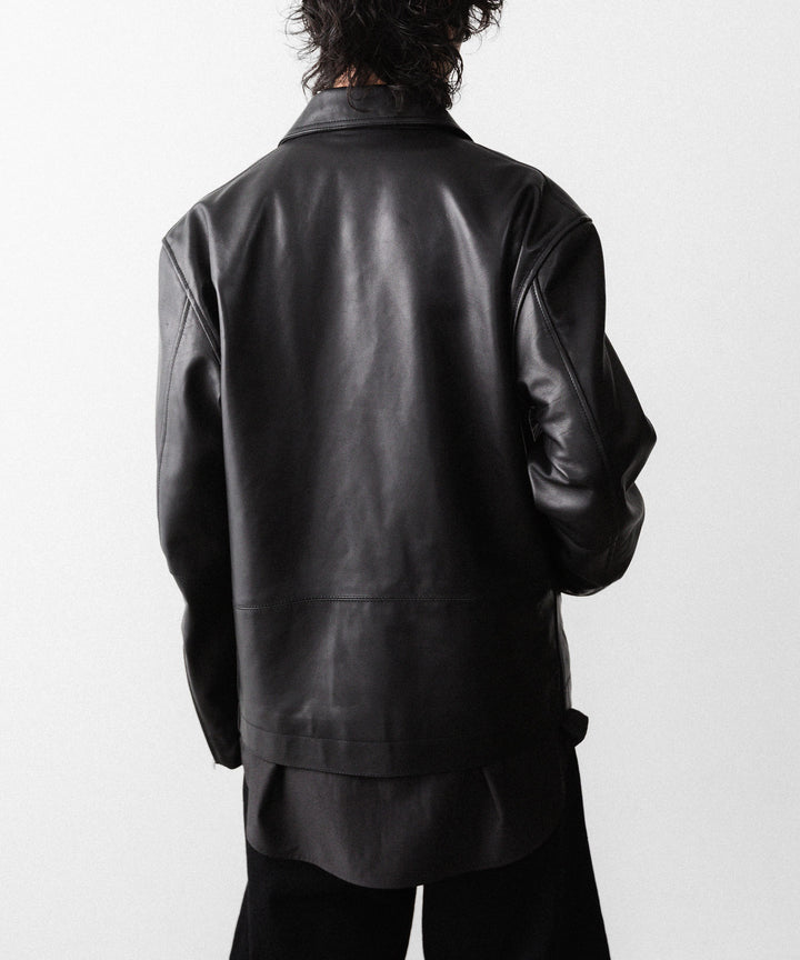 【ANTHEM A】BUFFALO CARF MINIMAL RIDING JACKET - BLACK