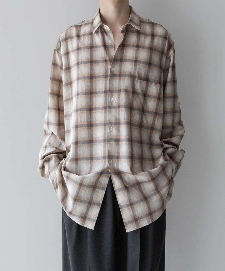【INTÉRIM】インテリムのSUPIMA WOOL CHECK REGULAR COLLAR SHIRT - BROWN公式通販サイトsession福岡セレクトショップ