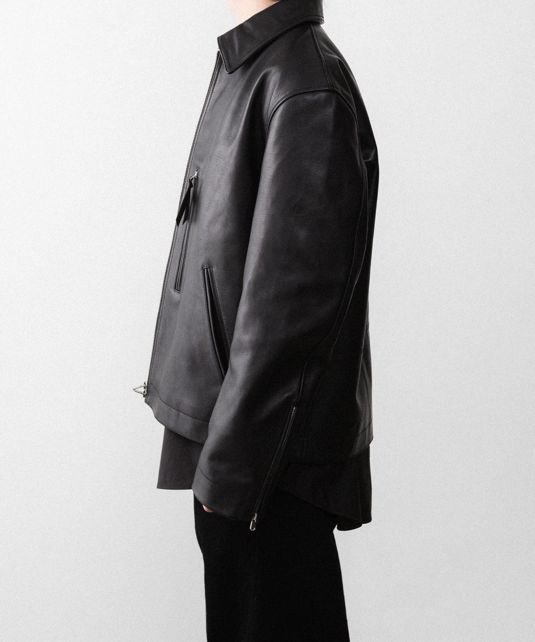 【ANTHEM A】BUFFALO CARF MINIMAL RIDING JACKET - BLACK