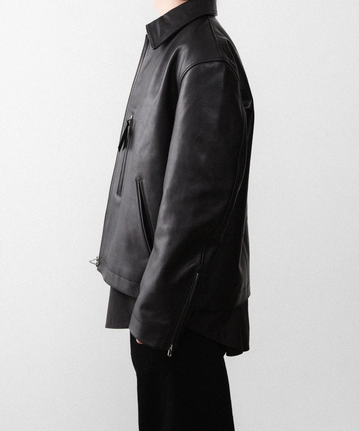 【ANTHEM A】BUFFALO CARF MINIMAL RIDING JACKET - BLACK