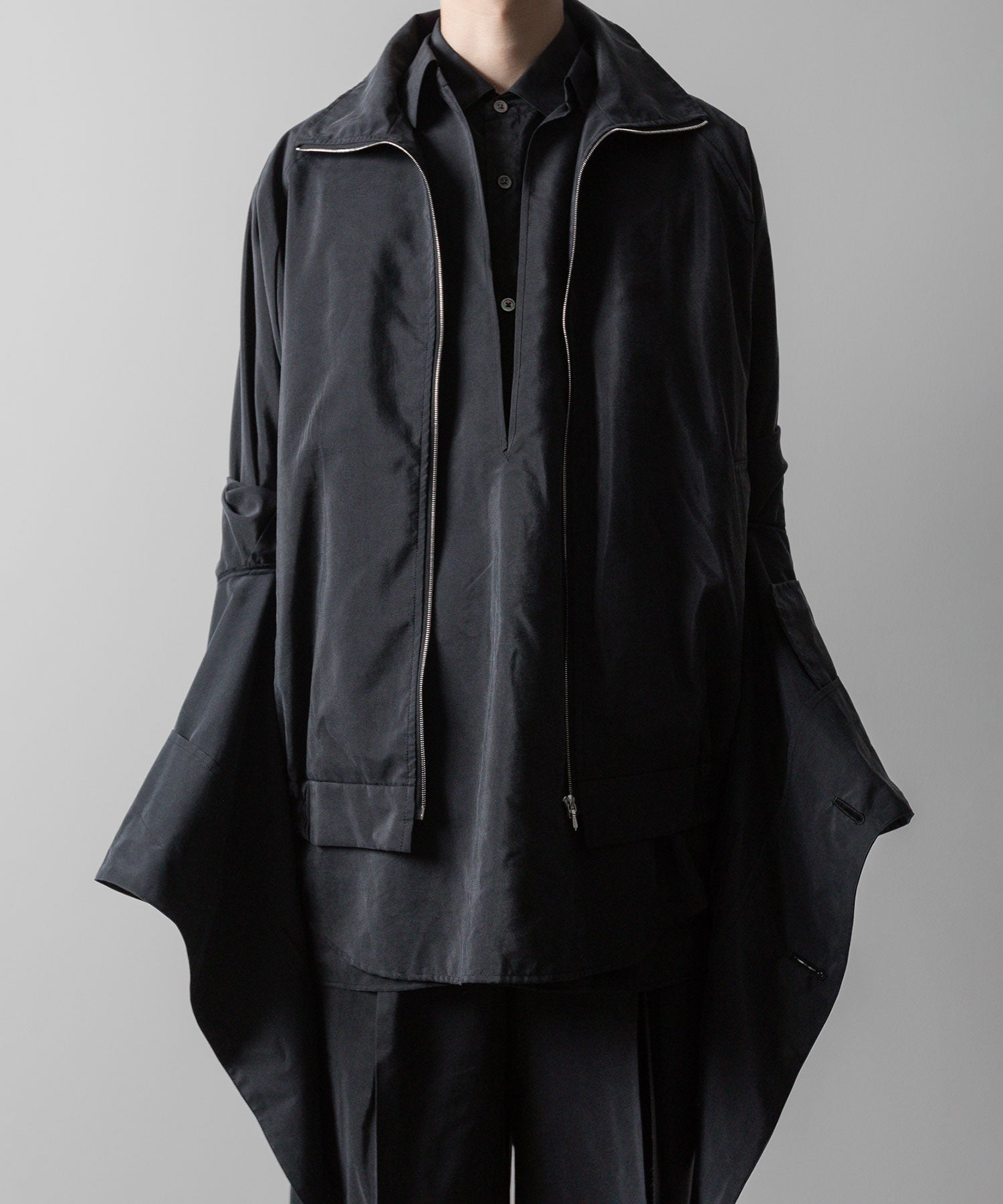 ssstein(シュタイン)の24AWコレクション SILK NYLON SKIPPER SHIRT - BLACK 公式通販サイトsession福岡セレクトショップ