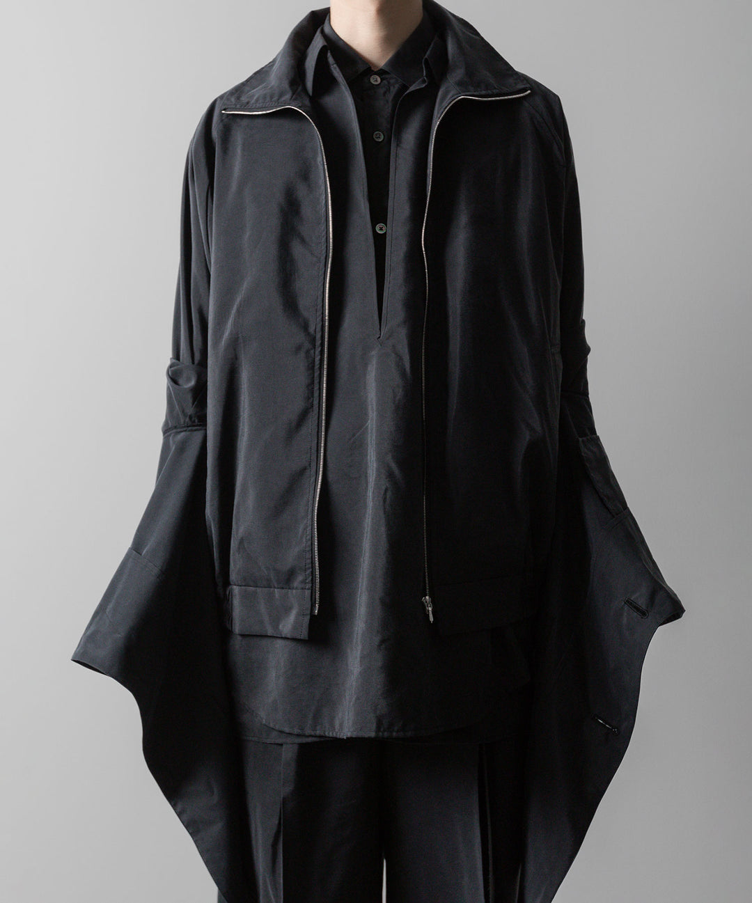 ssstein(シュタイン)の24AWコレクション SILK NYLON SKIPPER SHIRT - BLACK 公式通販サイトsession福岡セレクトショップ