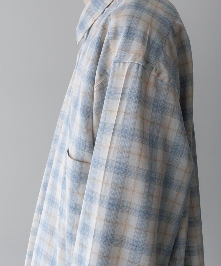 【INTÉRIM】インテリムのSUPIMA WOOL CHECK REGULAR COLLAR SHIRTS - BLUE 公式通販サイトsession福岡セレクトショップ