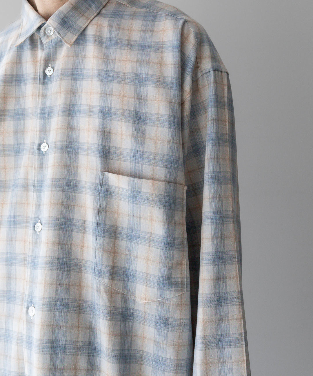 【INTÉRIM】インテリムのSUPIMA WOOL CHECK REGULAR COLLAR SHIRTS - BLUE 公式通販サイトsession福岡セレクトショップ
