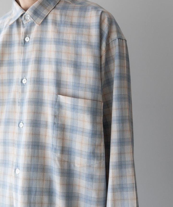 【INTÉRIM】インテリムのSUPIMA WOOL CHECK REGULAR COLLAR SHIRTS - BLUE 公式通販サイトsession福岡セレクトショップ