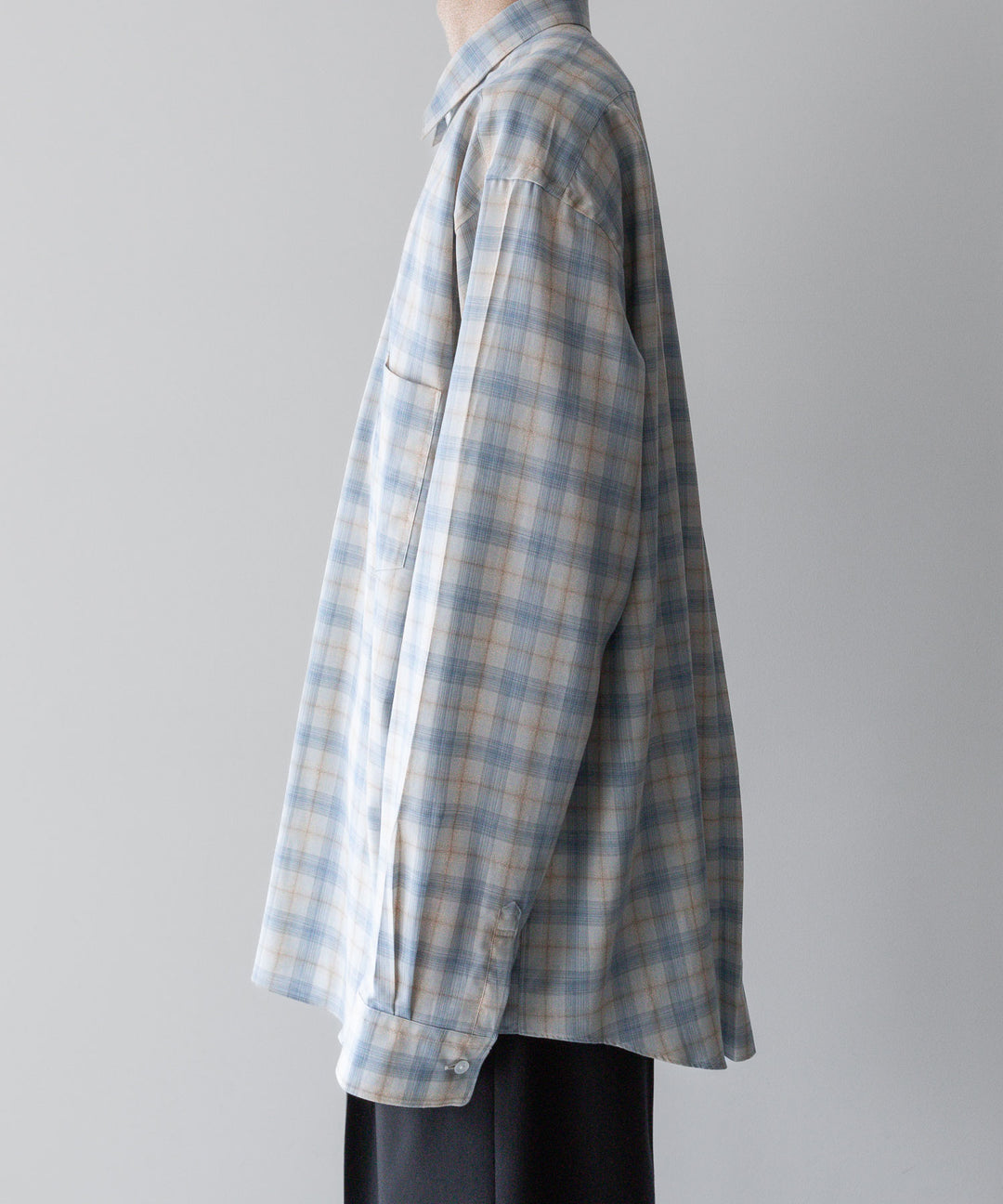 【INTÉRIM】インテリムのSUPIMA WOOL CHECK REGULAR COLLAR SHIRTS - BLUE 公式通販サイトsession福岡セレクトショップ
