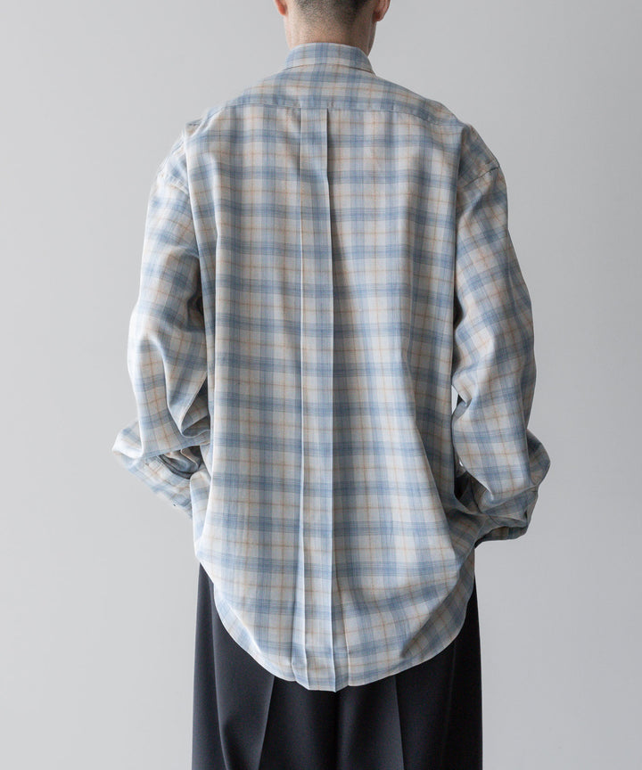 【INTÉRIM】インテリムのSUPIMA WOOL CHECK REGULAR COLLAR SHIRTS - BLUE 公式通販サイトsession福岡セレクトショップ